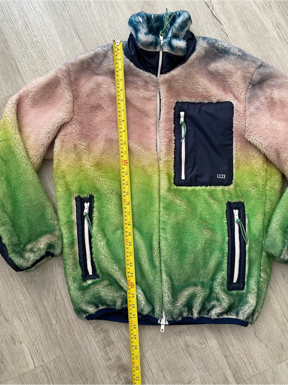 LC23 Faux Fur Gradient Jacket ASO Atypical Zahid Rare HTF Streetwear - Sz M - Picture 7 of 9